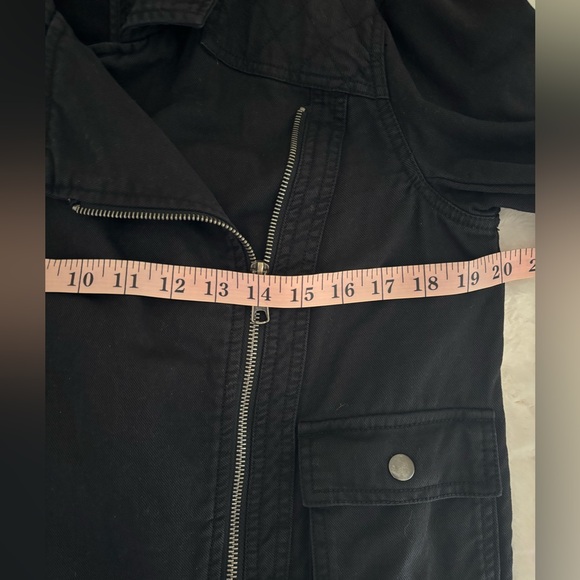 MICHAEL STARS Black Denim Moto Jacket, Size L, EUC - Picture 12 of 13